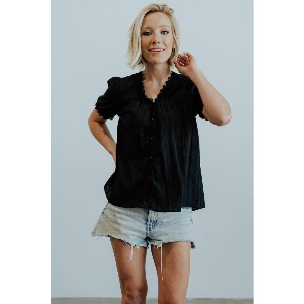 Baltic Born Sloane Button Top | Black Size SS - Picture 3 of 5